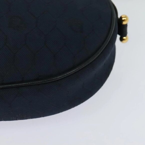 Christian Dior Honeycomb Canvas Shoulder Bag Gold Navy - Picture 9 of 16